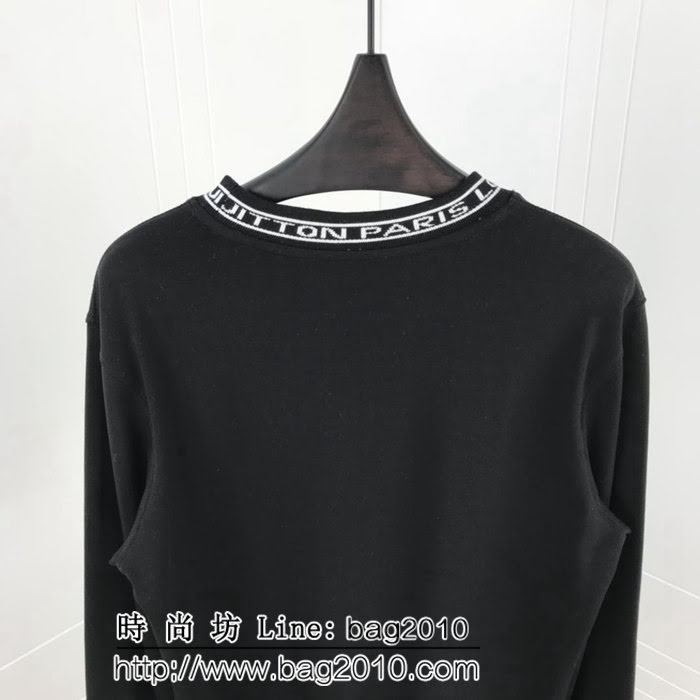 LV路易威登 19SS Virgil 定織字母螺紋 加厚長袖 男款黑色打底 Tee ydi1817